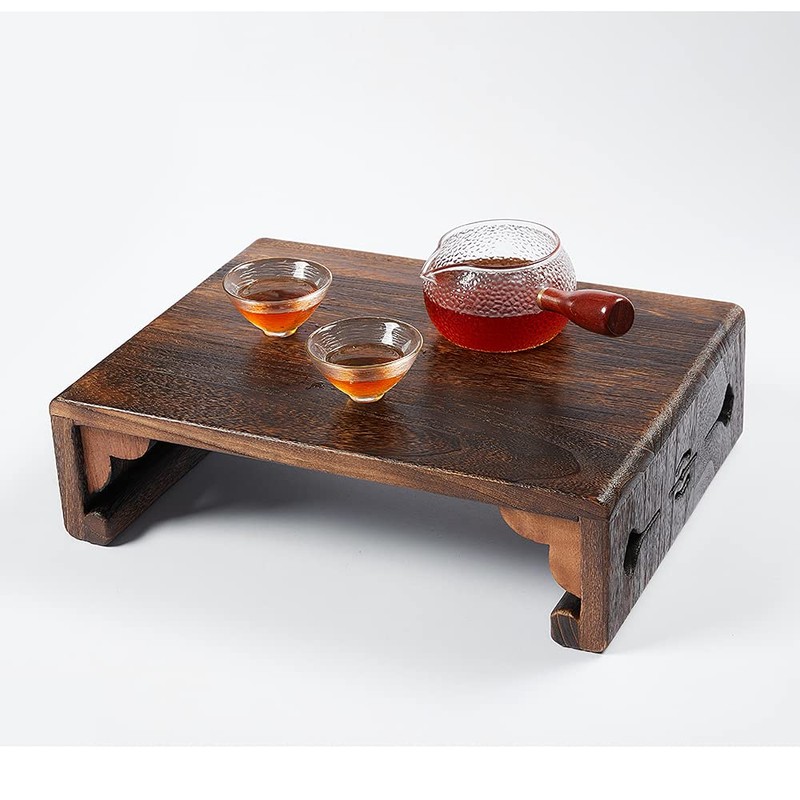 SINOBEST Low Wood Stool, Rectangular Bed Step Stool, Large Surface
