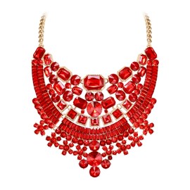 EVER FAITH Rhinestone Necklace Crystal Art Deco Costume Statement Necklace for Women Girls, Crystal, No gemstone