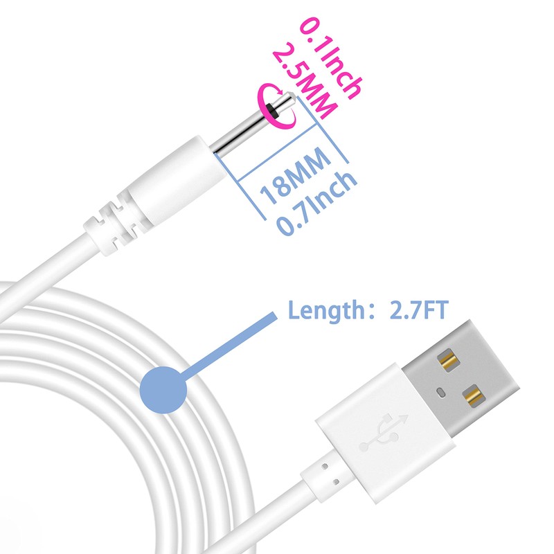 Bicmice 2.7Ft USB DC Charging Cable 2.5mm DC Charger Cord