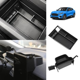 BestEvMod AOSK Center Console Organizer & Screen Back Organizer Compatible with 2021-2024 Mustang Mach E Middle Storage Box with Coin Holder 2PCS Set (V1 Console+Screen Back)