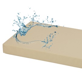 baibu Waterproof Bench Cushion 45 x 16x 3Inch Outdoor Patio Furniture Cushions Garden Sofa Settee Couch Swing Pads with Handle and Adjustable Straps, 1PC, Beige