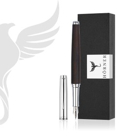 Hörner Legno - High Quality Fountain Pen Ebony Including Converter I Premium Gift Box I Luxury Design I Elegant Nib "Made in Germany" I Attractive Pen for Men and Women I Fountain Pen