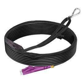 164ft/50m OM4 MM LC to LC Outdoor Armored Fiber Optic Patch Cable, Direct Burial Industrial TPU Multimode, 40GB/100GB, with Pulling Eye Kit, OD 3mm, 𝙍𝙖𝙢𝙗𝙤𝘾𝙖𝙗𝙡𝙚𝙨