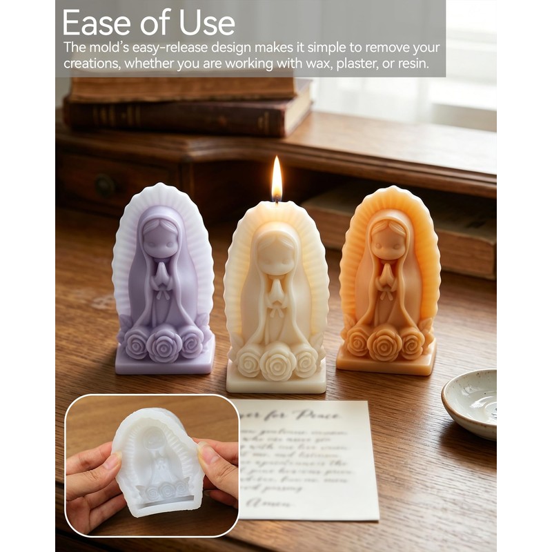 2-Pack Prayer Candle Mold - Virgin Mary Silicone DIY Molding