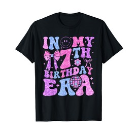 In My 7th Birthday Era Girl 7 Year Old Coquette Bow T-Shirt