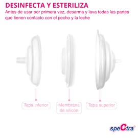 Spectra | Protector Anti Reflujo para Extractor de Leche Eléctrico Spectra S1 Plus, S2 Plus y 9 Plus. Accesorios Originales, Repuestos para Saca Leches Spectra | Incluye tapas y membrana de silicón. (1 pieza)