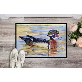 Caroline's Treasures 8831JMAT Wood Duck Doormat 24x36 Front Door Mat Indoor Outdoor Rugs for Entryway, Non Slip Washable Low Pile, 24H X 36W
