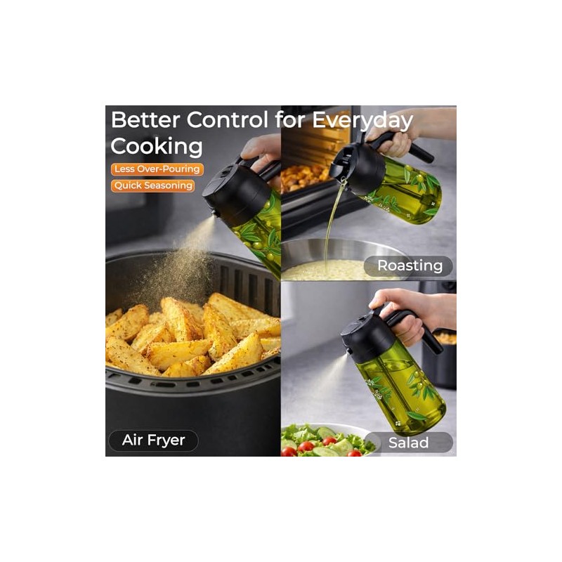 COOLMI 2-in-1 Olive Oil Sprayer and Dispenser Bottle Set