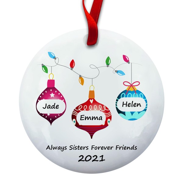CHEERZEER CUSTOMIZE Personalized 3 Sisters BFF Friends Brothers Christmas Ornament