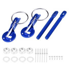 Hood Pin Lock Kit,Secure Cars Hood with Quick Latch Universal Pack with Anti Theft Keyeasy Push Button Release and Ensured Safety Lock Clip Included Diameter Compatible for Professional (Blue)