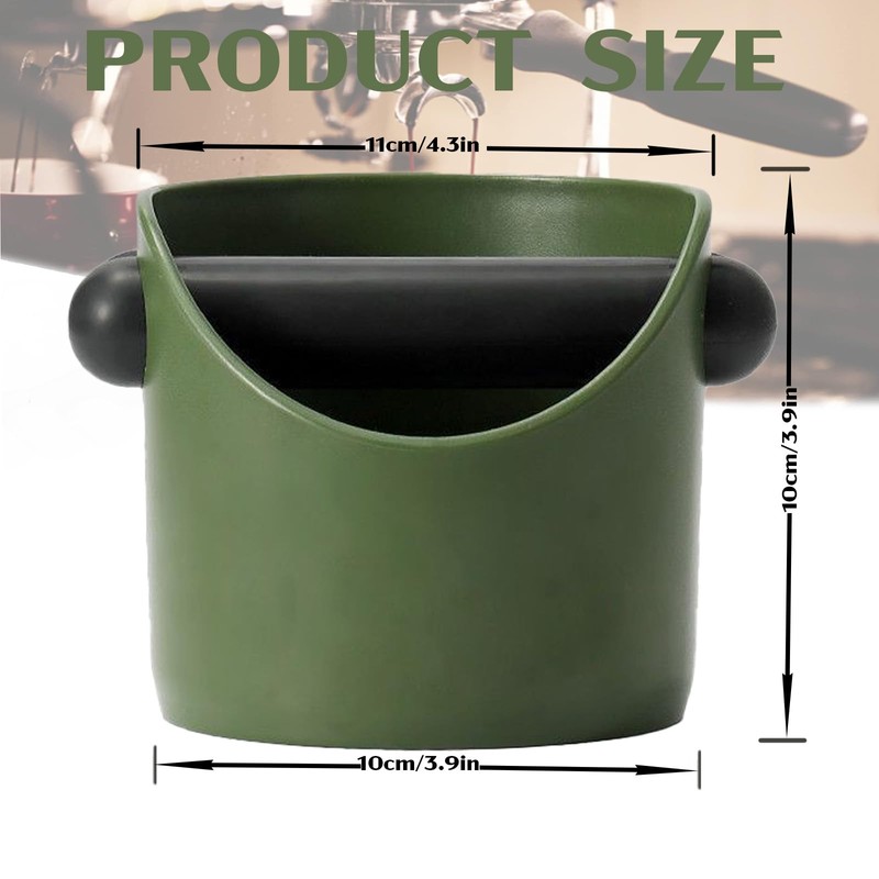 POPOYU Coffee Knock Box,Mini Espresso Knock Box,Army Green Coffee Grounds