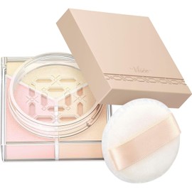 Visee Trinitas Glow Powder 02 Warm Veil Face Powder, Lustrous Skin, Shiny Skin, Prevents Sebum Shine, Prevents Cosmetic Cracks, Pore Cover, Tone Up, 0.2 oz (5.5 g)
