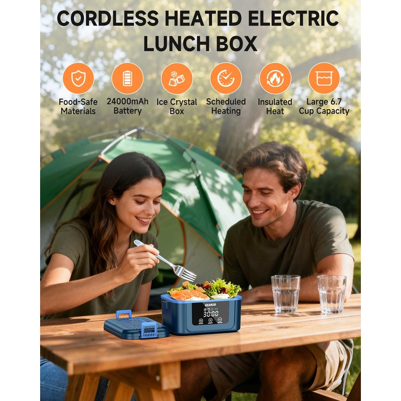 𝟐𝟎𝟐𝟔 𝐔𝐩𝐠𝐫𝐚𝐝𝐞𝐝 Cordless Electric Lunch Box, 6 Cups & 24000mAh