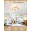 Beiduna 18" Gold Flush Mount Ceiling Fan with Light, Caged