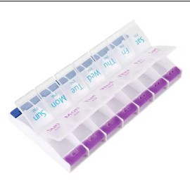 Needs & Wants® Pill Box Easy Open Buttons - AM & PM 7 Day Medication Storage Case Tablets Pills Holder (14 Slot Pill Case)