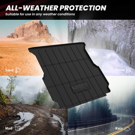LASFIT Bed Mat for Rivian R1T 2025 2024 2023 2022 Car Bed Floor Liner, All Weather Heavy Duty TPE Truck Bed Mat - 1PC Black
