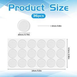 36 Glass Table Top Anti Slip Pads 20mmx 2mm Clear Bumpers Self Adhesive Round Bumper Pad Clear Bumpers for Cabinets Furniture Pads Cabinet stoppers for Glasses Tables Tops Photo Frame Drawer Kitchen