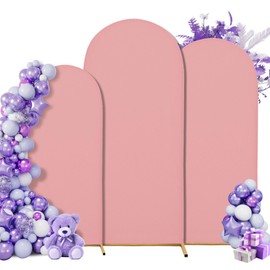 Wedding Arch Cover Spandex Arch Backdrop Cover (7.2FT,6.6FT,6FT) Set of 3 Arch Backdrop Cover Arch Stand Cover Arch Covers Stretchy Backdrop for Wedding Birthday Party Decoration Baby Shower (Pink)