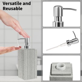 Marble Soap Dispenser for Bathroom, Amaauto Natural Marble Hand Liquid&Lotion Soap Dispenser Pump Bottle for Kitchen Bathroom Countertop Holds Dish Soap Shampoo Laundry Liquid Shower Gel