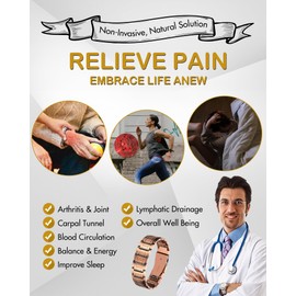 Feraco Copper Bracelet for Men, 3X Ultra Strength Magnetic Bracelets, 99.99% Pure Copper with 3800 Gauss Neodymium Magnets & Folding Clasp, Adjustable with Gift Box