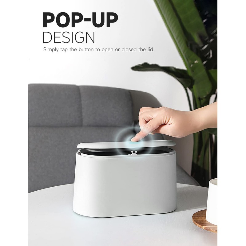 MONGTINGLU Mini Trash Can with Lid Removable Small Garbage Can,