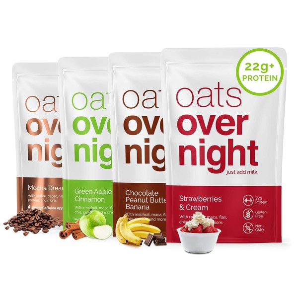 Oats Overnight - Variety Pack (16 Pack) High Protein, Low Sugar Breakfast - Gluten Free, High Fiber, Non GMO Oatmeal (2.7oz per pack)