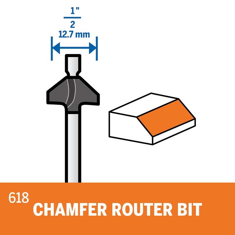 Dremel 618 Chamfer Router Bit, Gray
