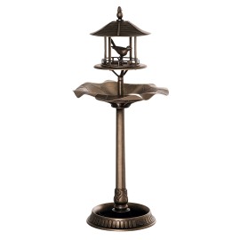 3-in-1 Bronze Garden Bird Supplies Large Water Basin Bird Bath Bowl Pedestal with Flower Planter Bird Feeder Model D0100XUF17GTitle: Default Title