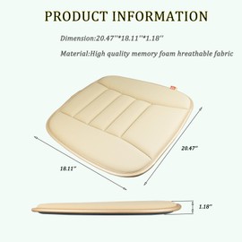 RaoRanDang Car Seat Cushion Pad for Driving, Chair Cushion for Office/Truck with Memory Foam, Seat Cushion Comfortable and Durable, Khaki