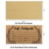 GIANTRUMP 24 Pcs Blank Gift Certificates Kraft Certificate Cards with