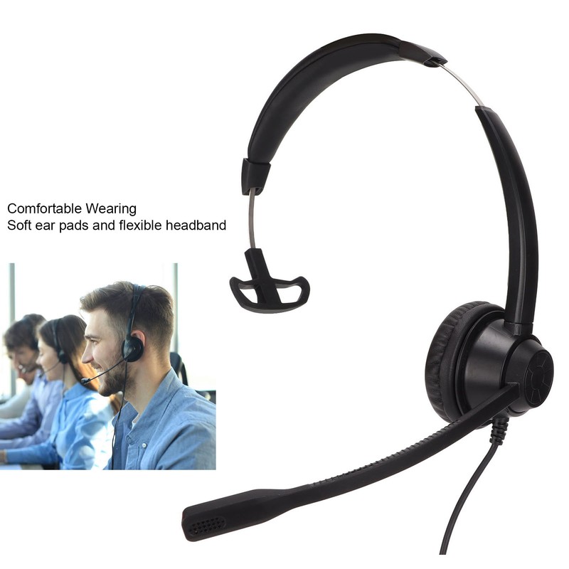 Telephone Headset Speaker Volume Adjustment Microphone Mute Monaural RJ9 Business