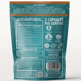 Puretrex PURETREX Wild Marine Collagen Peptides + Bovine Colostrum | Type I & III Hydrolyzed Collagen | 30% IGG Colostrum, Vitamin C, Hyaluronic Acid, Ceramides, Silica, BioPerine? | 120 Capsules