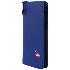 Golf Gloves Holder Case Bag Zipper Accessory Travel Organizer Caddie Flamingo Pattern Blue PU Leather