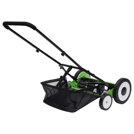 16 Inch Manual Lawn Mower Push Reel Lawn Sweeper 5-Blade with Collection Bag Adjustable Height with Removable Grass Collector for Tall Grass and Overgrown Weeds in Yard