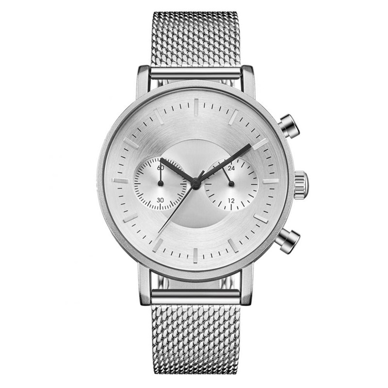 Fashion Ultrathin Men Mesh Strap Waterproof Quartz Watch Wristwatch (White