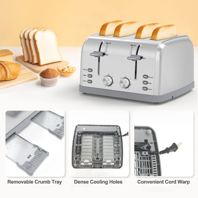 Toaster 4 Slice Retro Stainless Steel,Best Prime 4 Slice Toaster