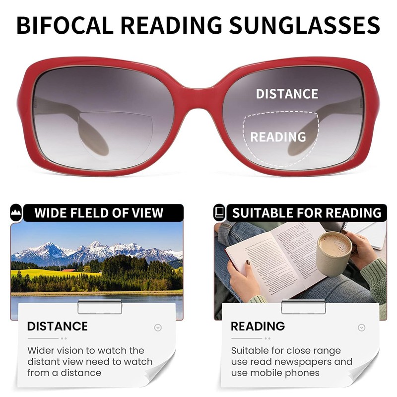 JM Klassisch Bifokal Lesebrille Platz Stylish Gradient Sonnenbrillen Leser für