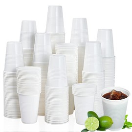 Lilymicky 500 Pack 9 oz Disposable Plastic Cups, 9 Ounce White Party Drinking Cups for Birthday Parties, Picnics, Ceremonies, and Weddings