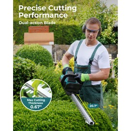 20'' Hedge Trimmer Cordless with Battery, Electric Handheld Bush Clipper with 2 Pack Rechargeable Batteries, 3000RPM 180° Rotatable Head, 2/3'' Blade Gap