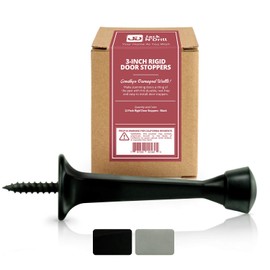 Jack N’ Drill 3-Inch Rigid Door Stop (12 Pack ) - Heavy Duty Solid Metal Door Stopper | Prevents Wall & Door Damage - Rigid Rubber Tip Door Stop for Kitchen, Bedroom, Office, Garage
