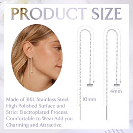 Kakonia 6 Pairs Stainless Steel Chain Tassel Earrings for Women Lightweight Wave Threader Ball Dangle Drop Minimalist Chain Earrings Set Silver