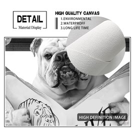 Black And White Dog Bathroom Decor Funny Dog Wall Art Boxer Read Newspaper Picture Morden Bathroom Paintings For Wall Home Decor For Toilet Living Room Bathroom Pictures Framed 12x16inch