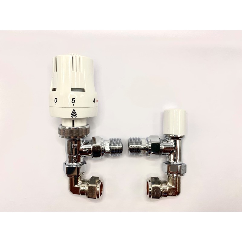 Greened House 90 Degree Elbow Radiator Valve 15mm (Pair) for