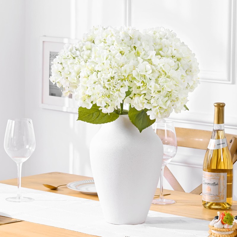 Waipfaru 4PCS Hydrangea Artificial Flowers, Real Touch, 20" Faux Hydrangea