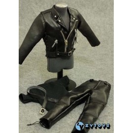 ZY TOYS 1/6 T-800 Arnold Leather Motorcycle Jacket Set For 12" Hot Toys Male Figure USA