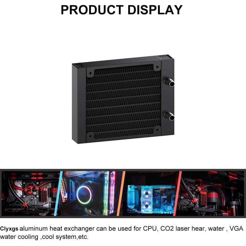 Clyxgs Water Cooling Radiator, 8 Pipe Aluminum Heat Exchanger Radiator