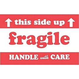 2" x 3" Fragile This Side Up Handle with Care Labels (500 per Roll)