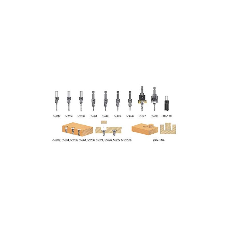 Amana Tool AMS-623 3-Pc Carbide Tipped Countersink Set Round Shank