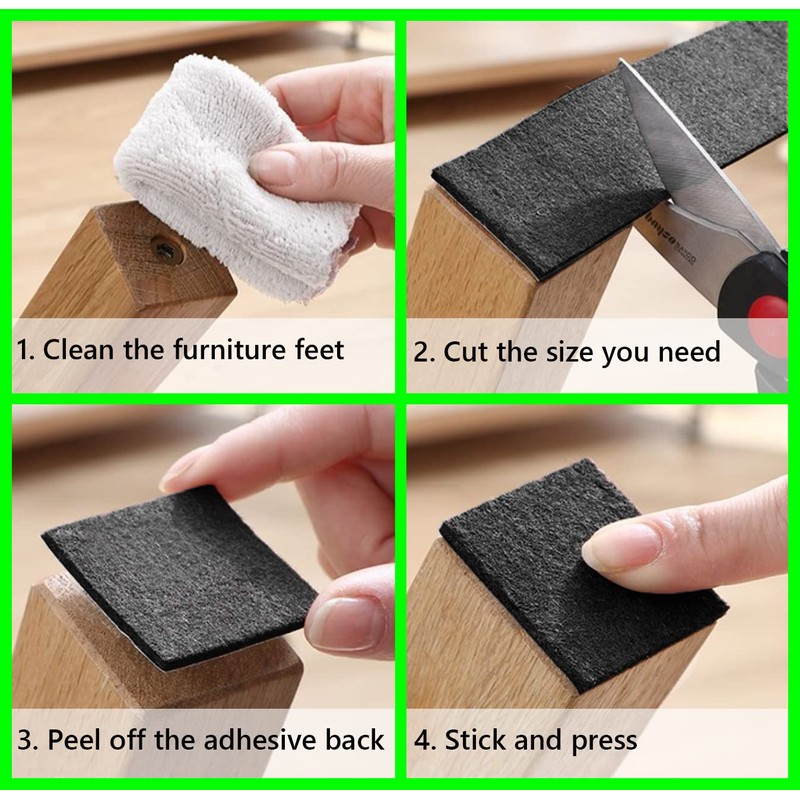 Felt Strips with Adhesive Backing, Adhesive Felt Strips, 2 Felt