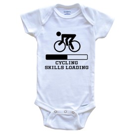 Cycling Skills Loading Funny Sports Humor One Piece Baby Bodysuit, 3-6 Months White